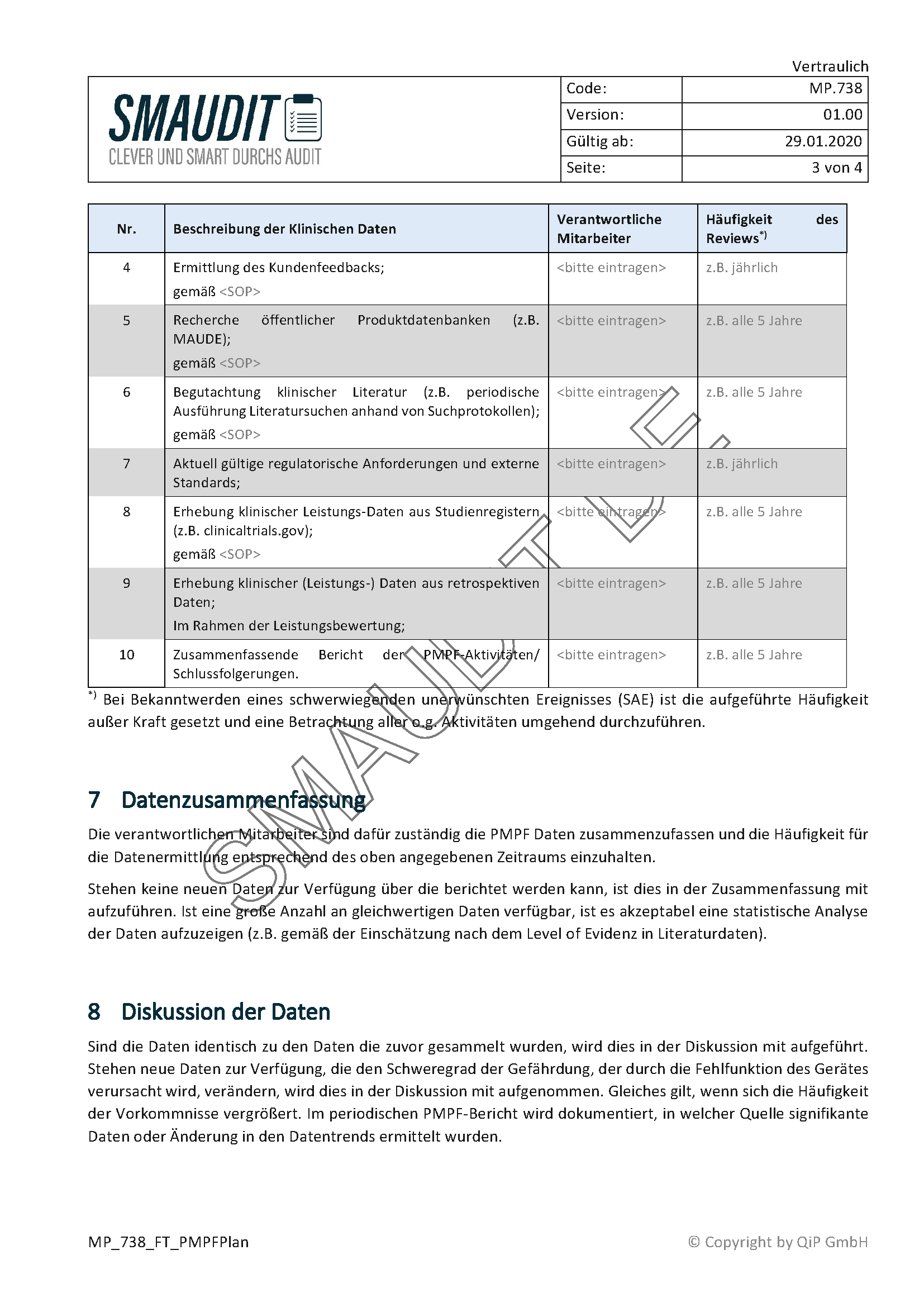   Nach Kaufabschluss erhalten Sie die dazugehörige Datei (mit einem eindeutigen Dateinamen) zum freien Download. Es handelt sich um ein uneingeschränkt bearbeitbares Word Dokument im in der Artikel - Beschreibung angegebenen Umfang (Diese Angabe bezieht sich auf die Vorlage - das Dokument wird sich aber auf Grund der befüllten Inhalte erweitern).  

  Die Dateien zum Download enthalten    KEIN WASSERZEICHEN.    Dieses wird verwendet, um Vorschau Bilder zu sichern. Sie können die herunter geladene Datei ohne Einschränkungen mit den Symbolen und Farben Ihres Unternehmens versehen.  