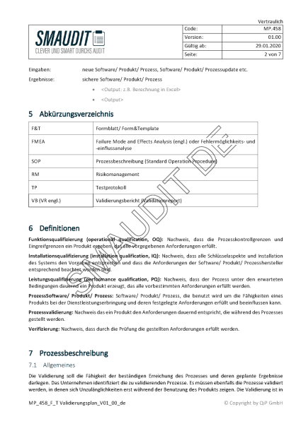 F&T Validierungsplan